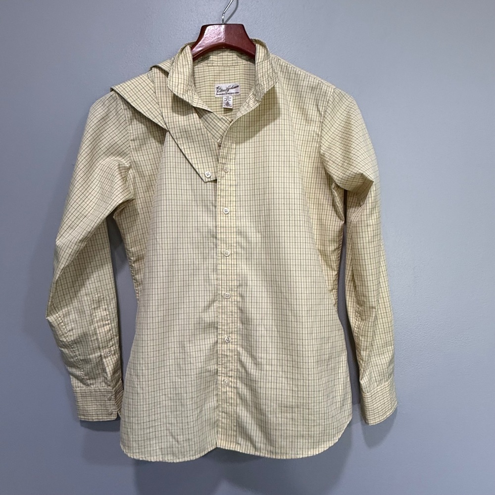 The Tailored Sportsman Equestrian Show Shirt Cream Navy Windowpane Check 32 4